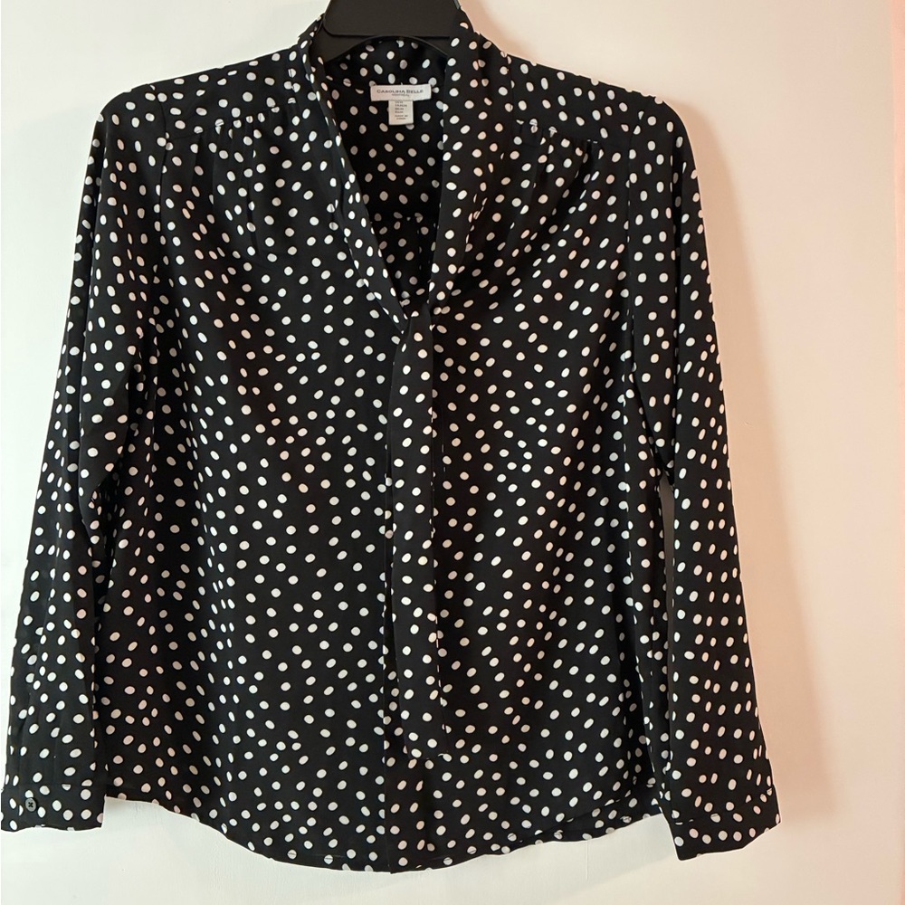 Carolina Belle Black and White Polka Dot Blouse
